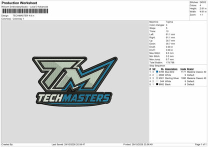Techmasters Text Embroidery Machine Design File 6 sizes