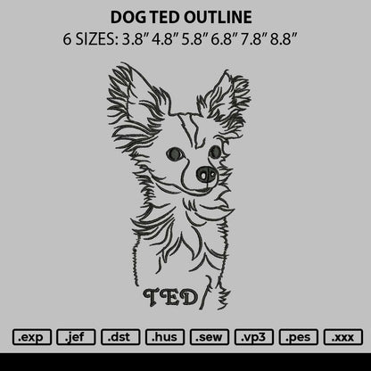 Dog Ted Outline Embroidery File 6 sizes