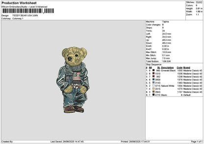 Teddy 2508 Embroidery File 6 sizes