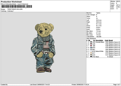Teddy 2508 Embroidery File 6 sizes