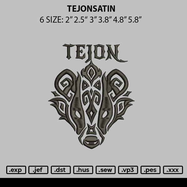 Tejonsatin Embroidery File 6 sizes