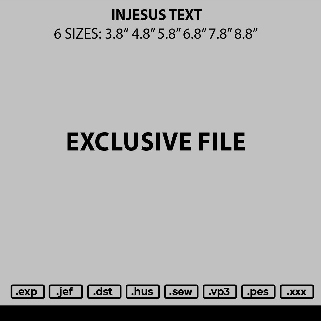 Injesustext Embroidery File 6 sizes