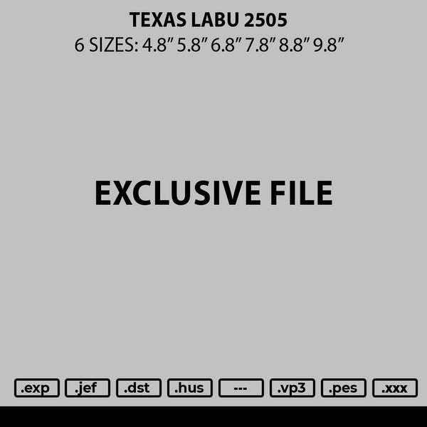 Texas Labu 2505 Embroidery File 6 sizes