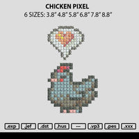 Chicken Pixel Embroidery File 6 sizes