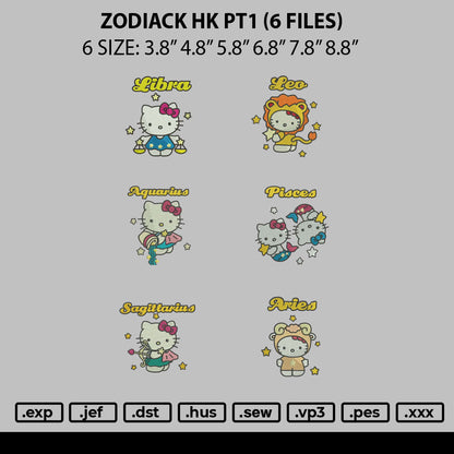 Zodiac Hello Kitty Pt1 Embroidery 6 Files