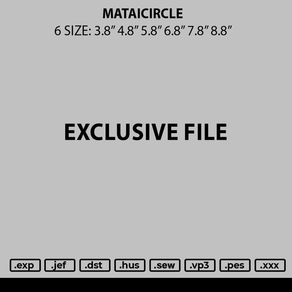Mataicircle Embroidery File 6 sizes