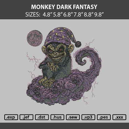 Monkey Dark Fantasy Embroidery Machine Design File
