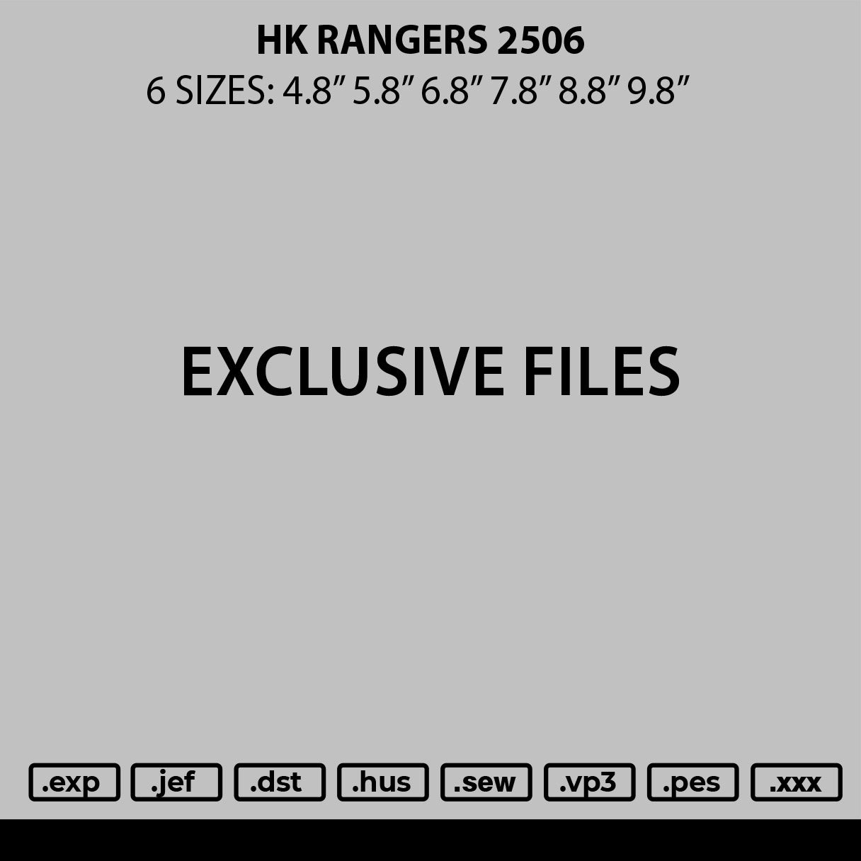 Hk Rangers 2506 Embroidery File 6 sizes