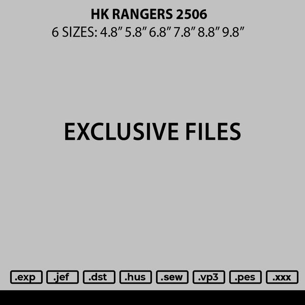 Hk Rangers 2506 Embroidery File 6 sizes