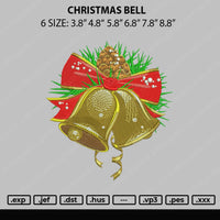 Christmas Bell Embroidery File 6 sizes