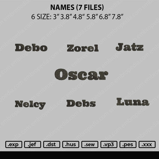 Names Text Embroidery 7 Files