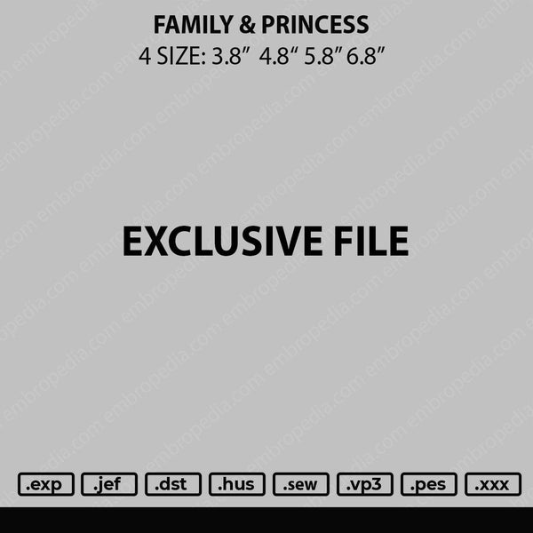 Family & Princess Embroidery File 4 size