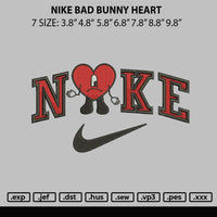 Nike Bad Bunny Heart Embroiery File 4 size