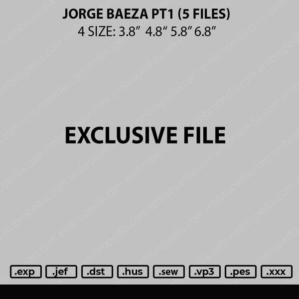 Jorge Baeza pt1 Embroidery 5 Files