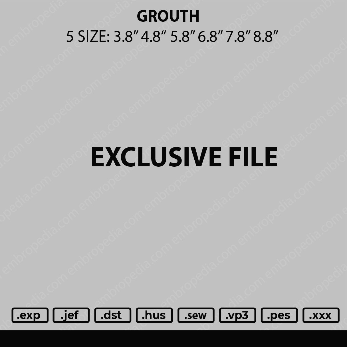 Grouth Embroidery File 6 sizes