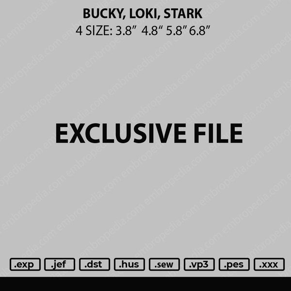 Loki, Bucky, Stark Embroidery File 4 size