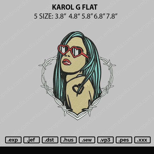 Karol G Flat Embroidery File 5 sizes