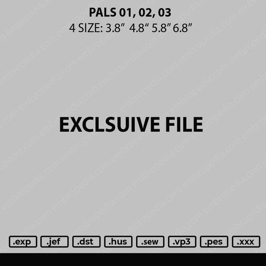 Pals 01, 02, 03 Embroidery File 4 size