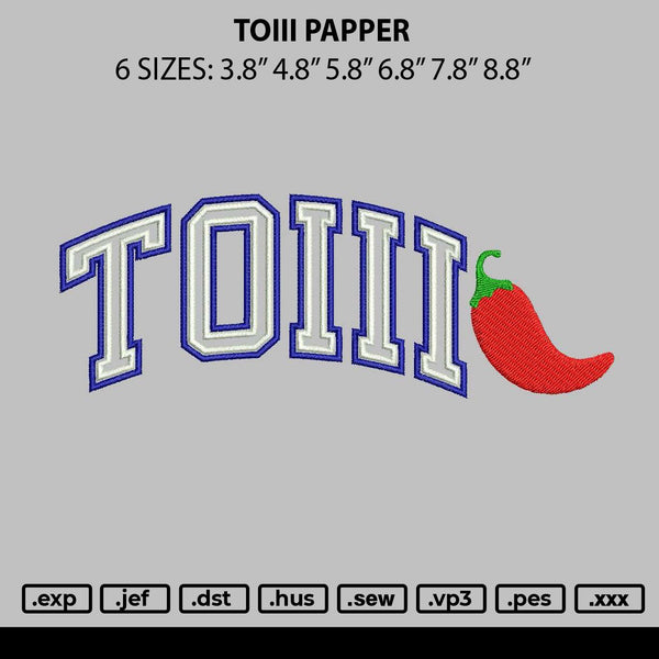 Toiii Papper Embroidery File 6 sizes