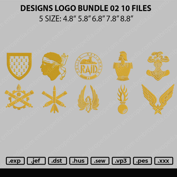 Designs Logo Bundle Embroidery 10 Files