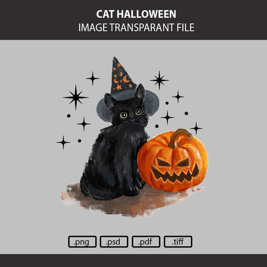 Cat Halloween transparant image Printable file