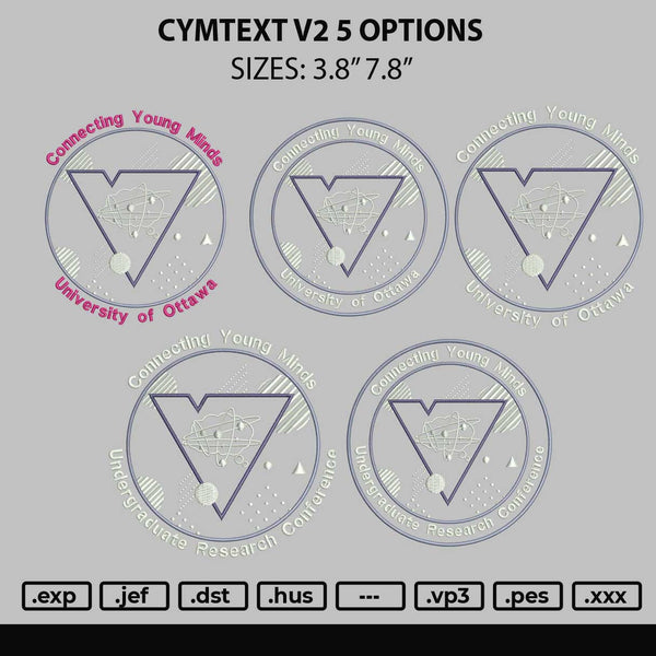 Cymtext V2 Embroidery File 6 sizes