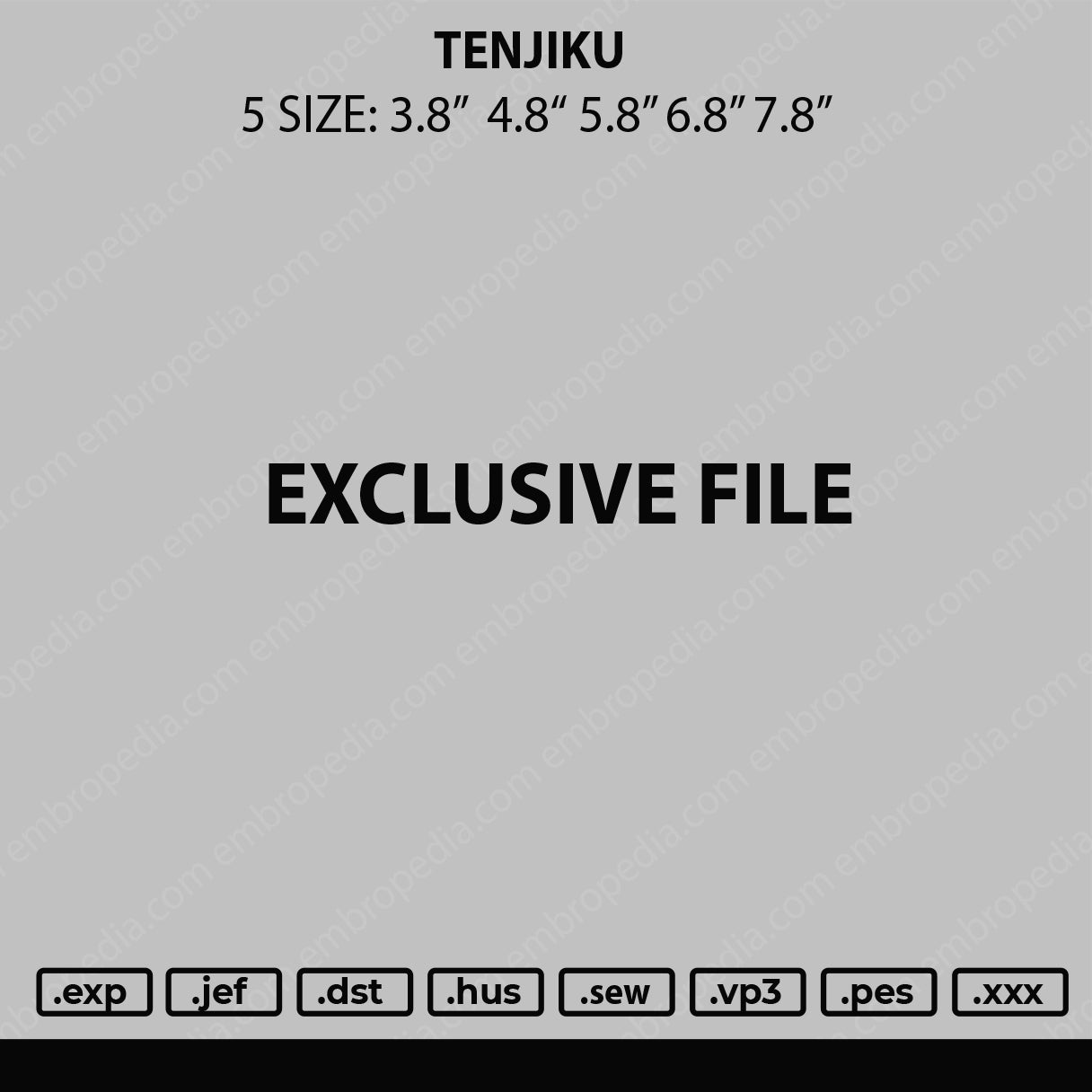 Tenjiku Embroidery File 4 sizes