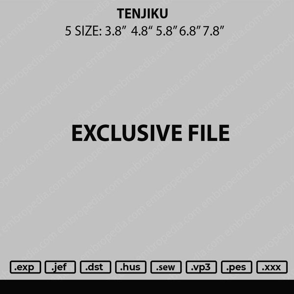 Tenjiku Embroidery File 4 sizes