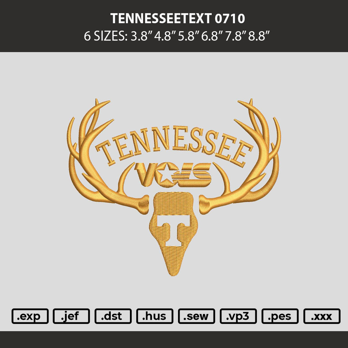 Tennesseetext 0710 Embroidery Machine Design File 6 sizes
