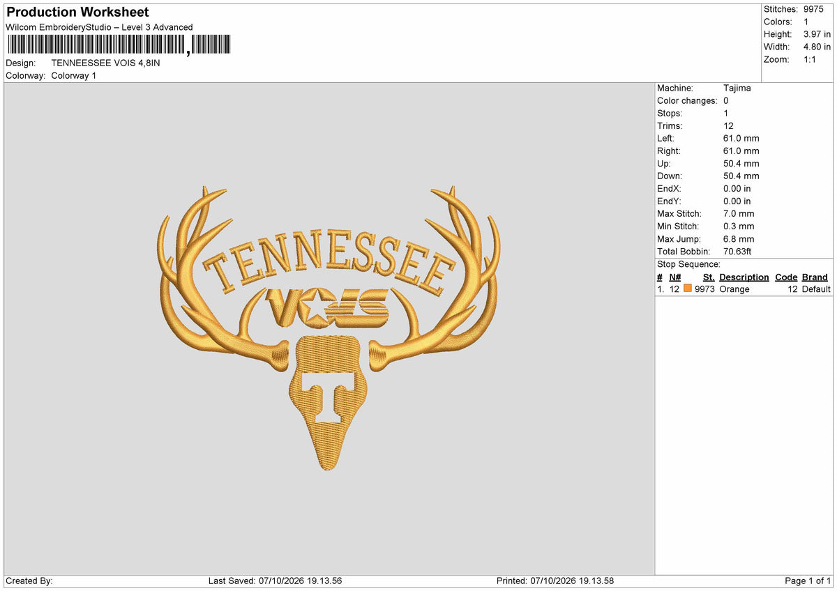 Tennesseetext 0710 Embroidery Machine Design File 6 sizes