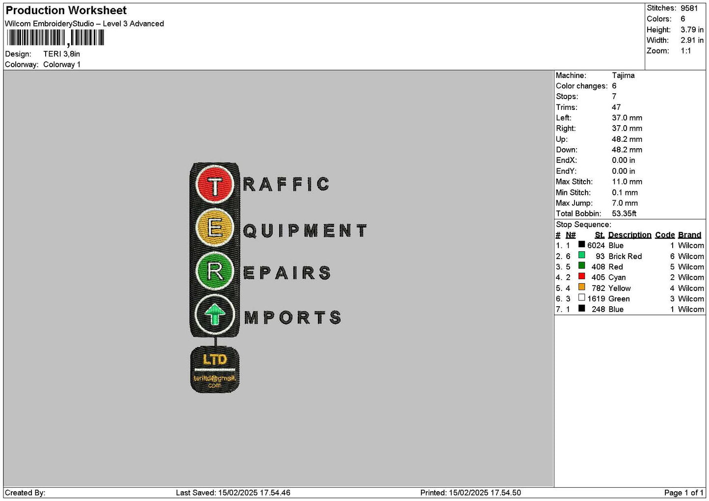Teritext Embroidery File 6 sizes