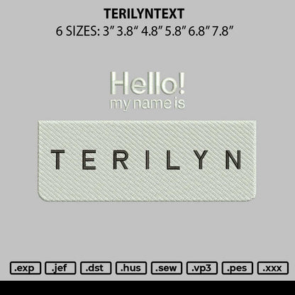 Terilyntext Embroidery File 6 sizes