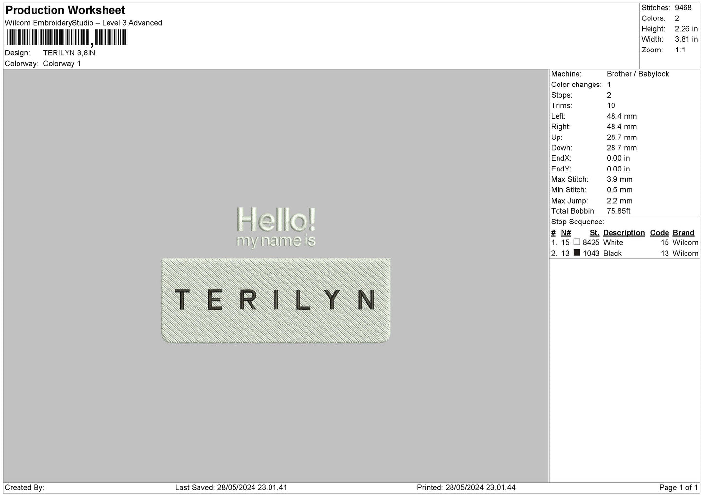 Terilyntext Embroidery File 6 sizes