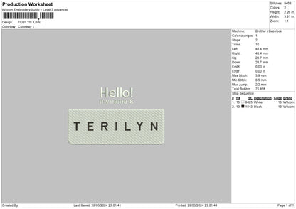 Terilyntext Embroidery File 6 sizes