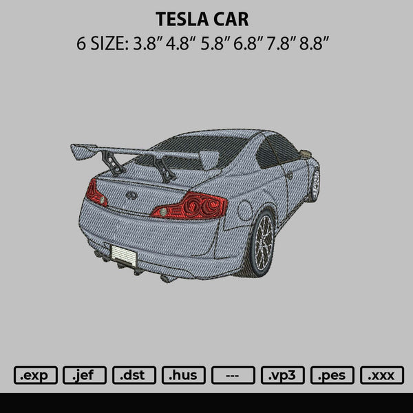 Tesla Car Embroidery File 6 sizes