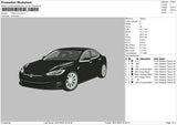 Tesla Car Embroidery File 4 size