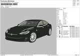 Tesla Car Embroidery File 4 size