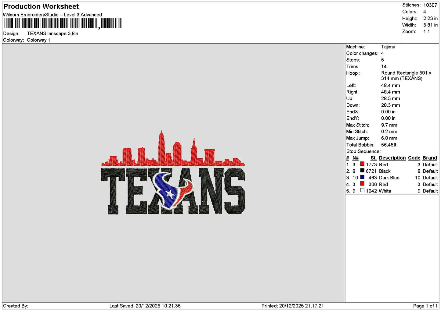 Texanstext Embroidery File 6 sizes