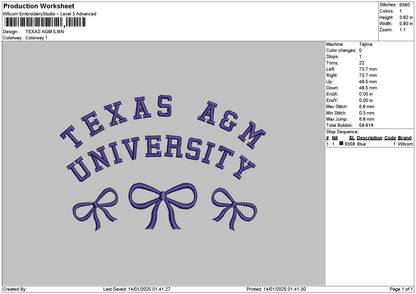 Texastext 1401 Embroidery File 6 sizes