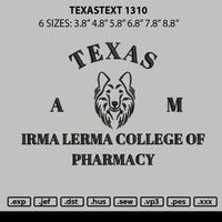 Texastext 1310 Embroidery File 6 sizes