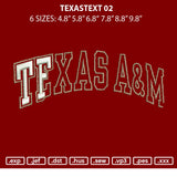 Texastext 02 Embroidery File 6 sizes