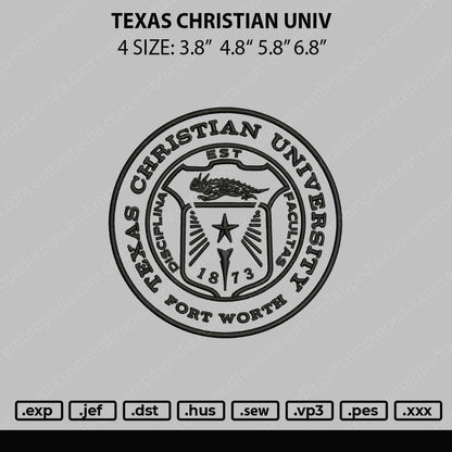 Texas Christian Univ Embroidery File 4 sizes