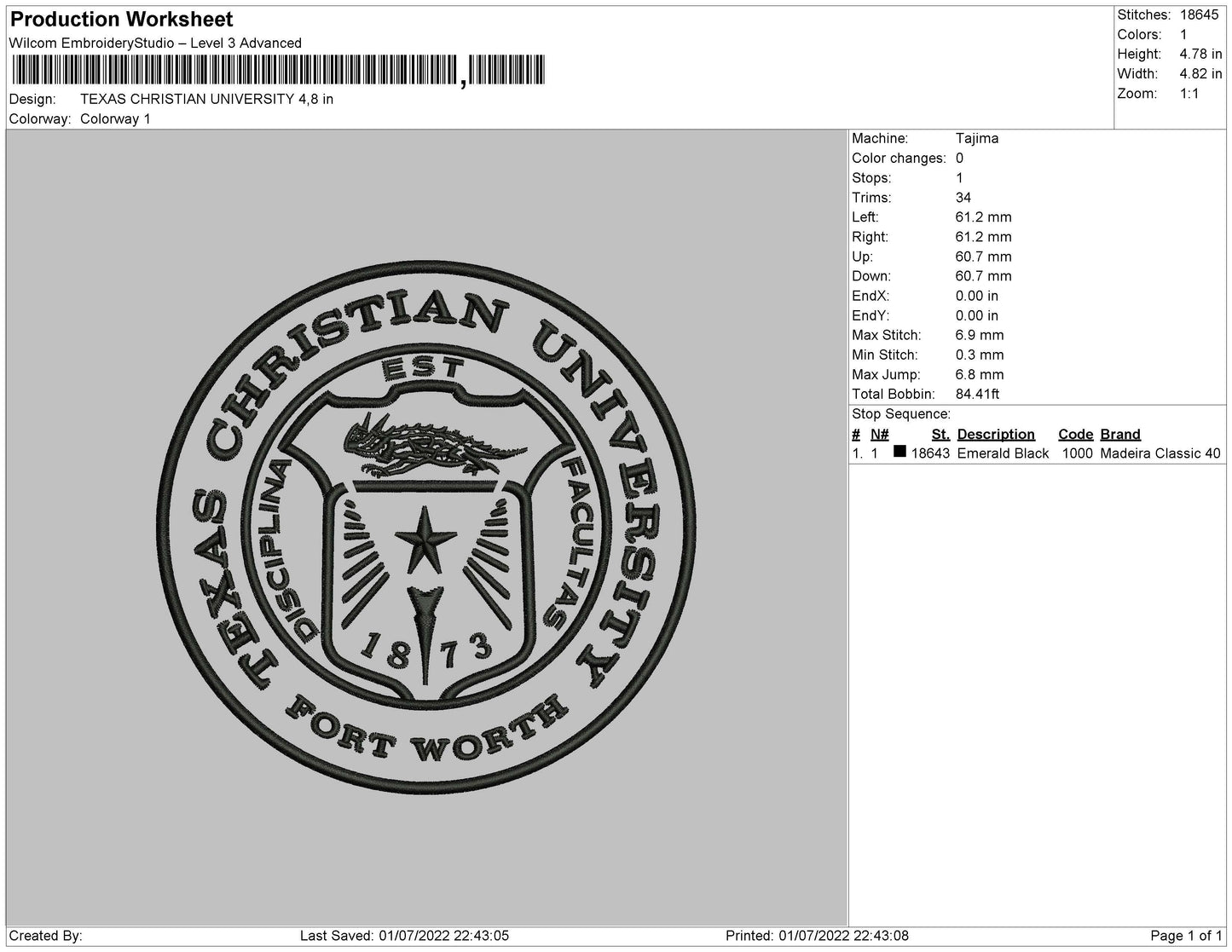 Texas Christian Univ Embroidery File 4 sizes