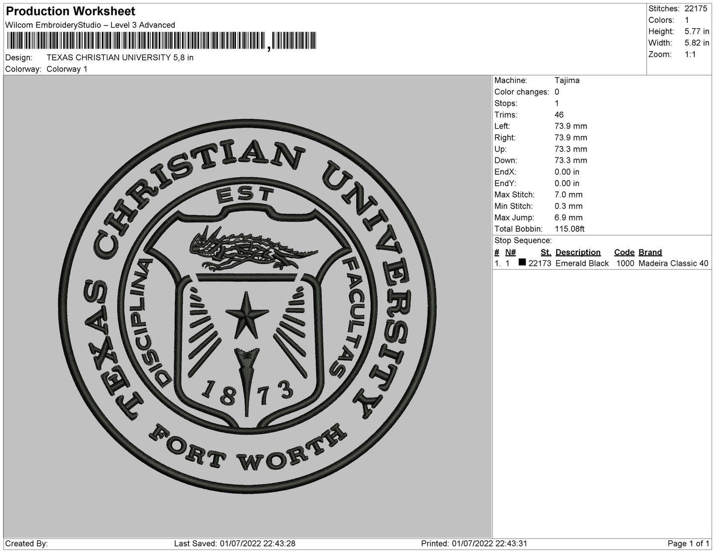 Texas Christian Univ Embroidery File 4 sizes