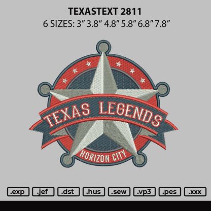 Texastext 2811 Embroidery File 6 sizes