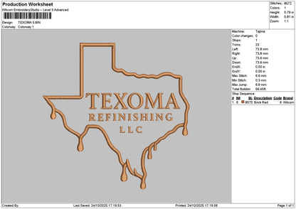 Texomatext Embroidery File 6 sizes