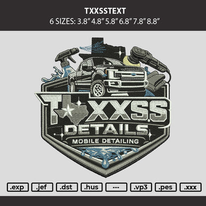 Txxstext Embroidery Machine Design File 6 sizes