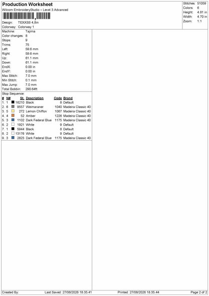 Txxstext Embroidery Machine Design File 6 sizes