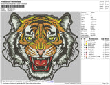 Tiger Head Embroidery File 5 size