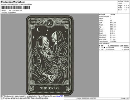 The Lovers Embroidery File 4 size